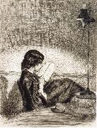 James Abbott McNeil Whistler Reading by Lamplight USA oil painting artist